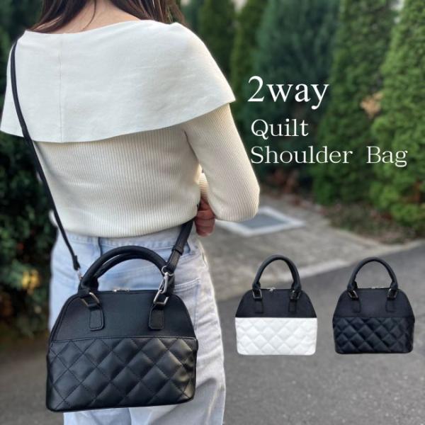 2WAY ハンドバッグ ミニショルダー バッグ キルティング 合皮 きれいめ おしゃれ 韓国 レディ...