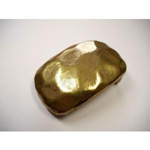 真鍮無垢製 ベルト幅40mm用 叩き出しプレートバックルゴールド色