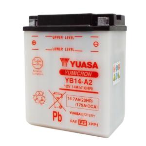 台湾ユアサ YUASA YB14-A2 バイク用バッテリー 開放型 液別 互換【古河電池 FB14-A2 GM14Z-4A】｜baikupatuhakase