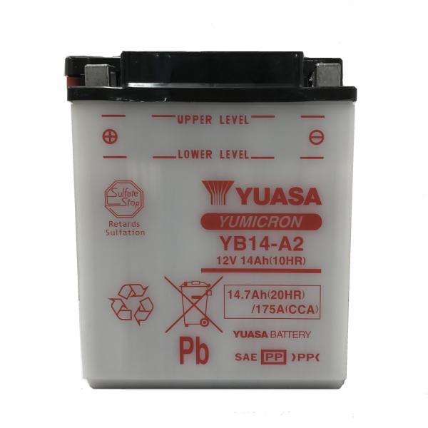 台湾ユアサ YUASA YB14-A2 バイク用バッテリー 開放型 液別 互換【古河電池 FB14-...