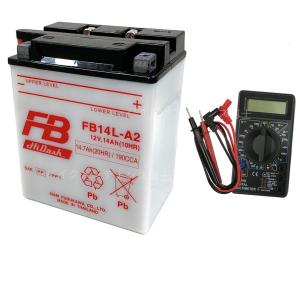 【デジタルテスターセット】 古河電池 FB14L-A2 開放型バッテリー 互換 YUASA ユアサ YB14L-A2 フルカワバッテリー 専用液付