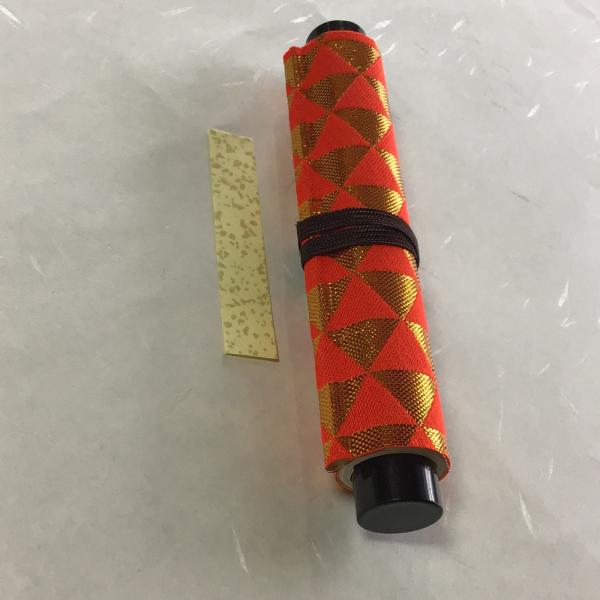 #379A 九字護身法 赤 小形 金襴 巻物 ケース入