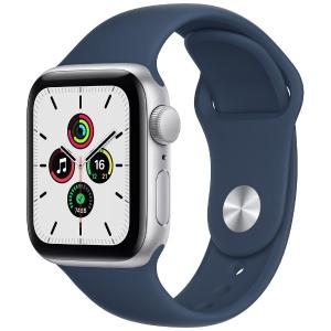 アップル Apple Watch SE GPSモデル 40mmシルバーアルミニウムケースとアビスブル...