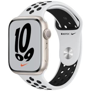 アップル Apple Apple Watch Nike Series 7 GPSモデル 45mmアルミニウムケース Nikeスポーツバンド レギュラー スターライトアルミニウム MKNA3J/A｜bakuyasuearth