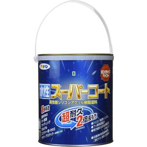 アサヒペン ペンキ 水性スーパーコート 水性多用途 銀黒 1.6L