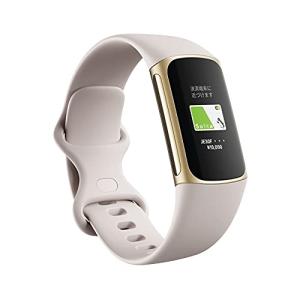 Suica対応 Fitbit Charge 5 トラッカー ルナホワイト/ソフトゴールド  最大7日間のバッテリーライフ/GPS搭載/スマートウォッチ