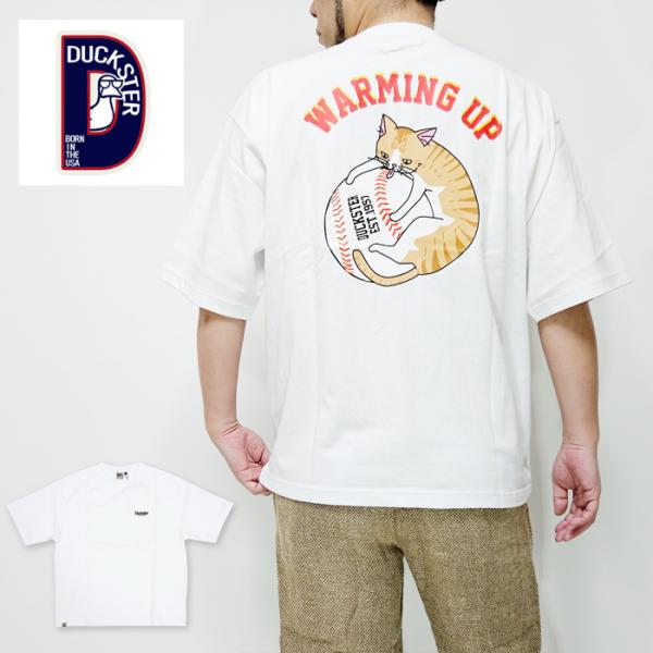 DUCKSTER ダックスター Tシャツ メンズ 半袖 リラックスフィット 大きめ 猫 野球 吸汗 ...
