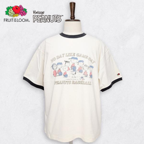 スヌーピー Tシャツ フルーツオブザルーム × PEANUTS コラボ 染み込みプリント 綿100%...