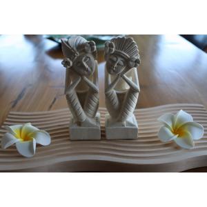 バリニーズカップル　2体セット　H15cm　ディスプレイ 　アジアン雑貨　 バリ雑貨 　バリ 　バリニーズ人形 　ストーン ペア 　オブジェ 　カップル　 石彫り