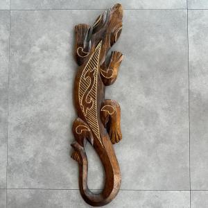 ヤモリ 木彫り ドット H50cm バリ雑貨 アジアン雑貨 魔除け インテリア