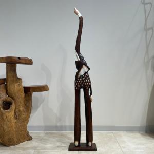 木彫りキリン 親子 100cm キリン 木製オブジェ インテリア バリ雑貨