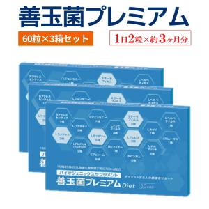 善玉菌プレミアム 60粒入り×3個セット（合計180粒）【1日2粒×約3ヶ月分】腸活 サプリ 乳酸菌 ダイエット 善玉菌 痩せ菌 ヤセ菌 腸内環境 バイオジェニックス｜balian