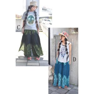 エスニック ラップパンツ フレアパンツ パンツ...の詳細画像3