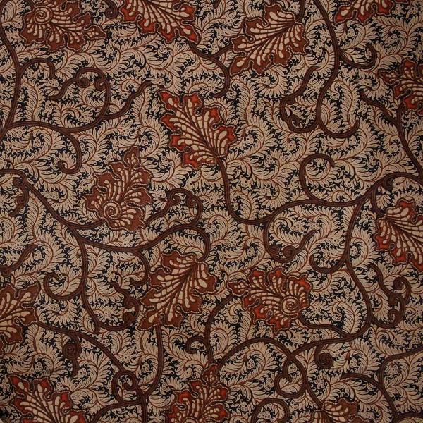 バティック 生地 インドネシア ジャワ更紗 葉のモチーフ パターン２ ブラウン