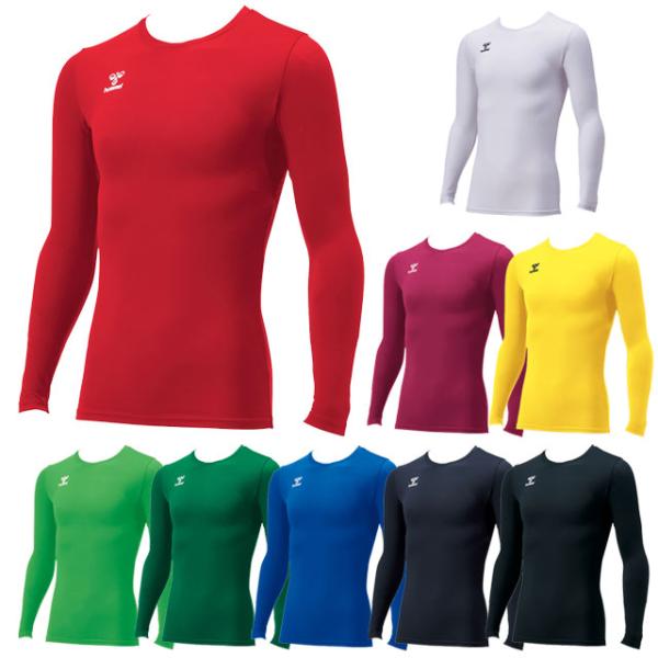 ヒュンメル サッカー フットサル フィットインナーシャツ 丸首 長袖 アンダーシャツ UVカット 吸...