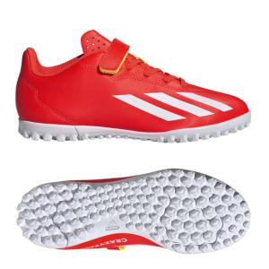 アディダス サッカー フットサル ベルクロシューズ ジュニア エックス クレイジーファスト CLUB H&L TF レッド トレシュー (adidas2024Q2) IF0715｜ballclub