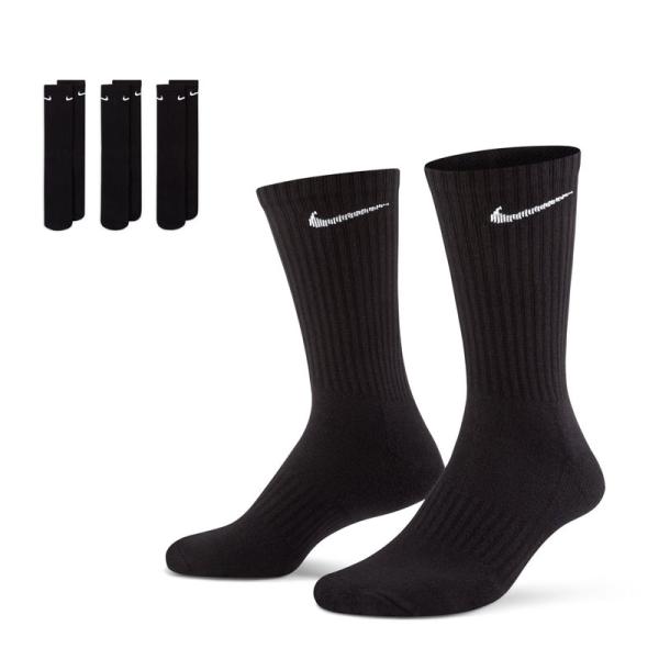 ナイキ 3P エブリデイ クッション クルー ソックス ブラック くつ下 ストッキング 3足組 スポ...