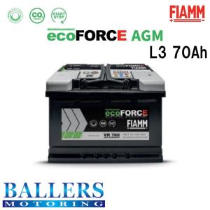 FIAMM バッテリー ecoFORCE AGM/70Ah L3 ルノー カングー/グランドカングー KW0/1 1.5dCi VR760 フィアム｜ballers