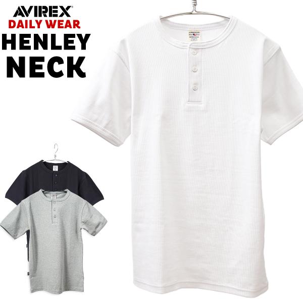 AVIREX アヴィレックス アビレックス DAILY S/S RIB HENLEY NECK T-...