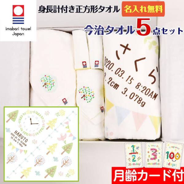 今治タオル 5点セット 正方形タオル フォレスト 出産祝い 日本製 ガーゼタオルケット 今治タオル認...