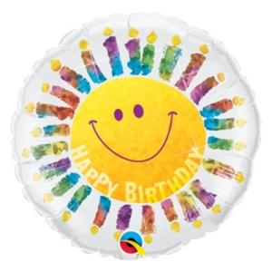 お誕生日BDスマイルフェイス＆キャンドルヘリウム入風船/フィルムバルーン/お祝い/誕生日/バースデー｜balloons-pro