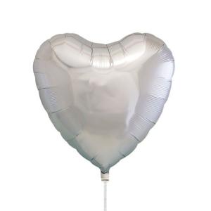 アイブレックス14インチハート メタリックシルバーヘリウムガスなし風船/フィルム風船/バレンタイン商品｜balloons-pro