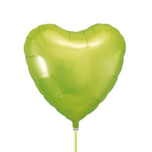 アイブレックス14インチハート メタリックライムグリーンヘリウムガス缶付風船/フィルム風船/バレンタイン商品｜balloons-pro