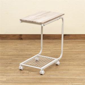 キャスター付きサイドテーブル(キッチン収納/ミニテーブル) アンティークアイボリー 幅30cm スチールフレーム 組立品〔代引不可〕お得な セール
