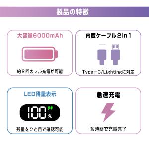 モバイルバッテリー 6000mAh 超ミニ 防...の詳細画像5