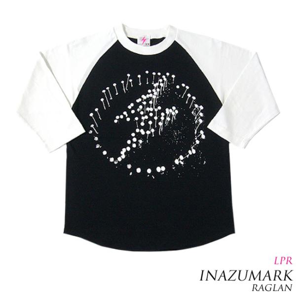 イナズマーク ラグランスリーブ (ブラック×ホワイト袖) -F- 7分袖 黒白 稲妻 ロゴ パンクス...