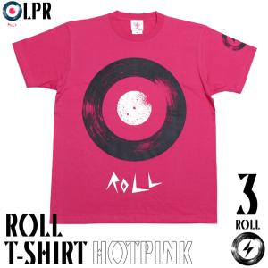 ロックTシャツ / ROLL ( ロール ) Tシャツ ( ホットピンク ) -G- モッズ ROCK グラフィック レコード メンズ レディース 大きいサイズ 半袖｜bambi