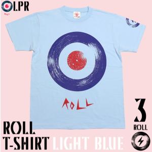 ロックTシャツ / ROLL ( ロール ) Tシャツ ( ライトブルー ) -X- 標的 ターゲットマーク モッズ ROCK ロックンロール アメカジ 大きいサイズ 半袖