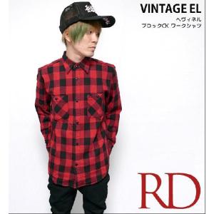 ヘヴィネル ブロックチェック ワークシャツ（レッド）- VINTAGE EL - ヴィンテージイーエル -A-｜bambi