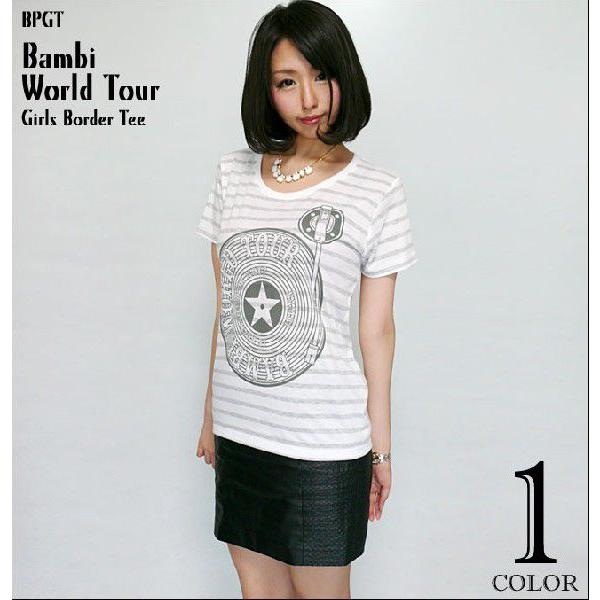Bambi World Tour ガールズ ボーダーTシャツ -☆☆- ワールドツアー ロックTシャ...