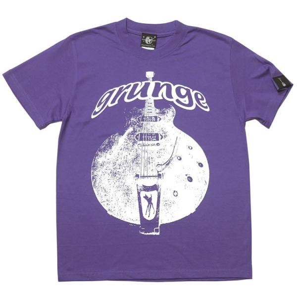 グランジ (grunge) Tシャツ (V.パープル)-X-半袖 紫色 ギター柄 ロックTシャツ ロ...