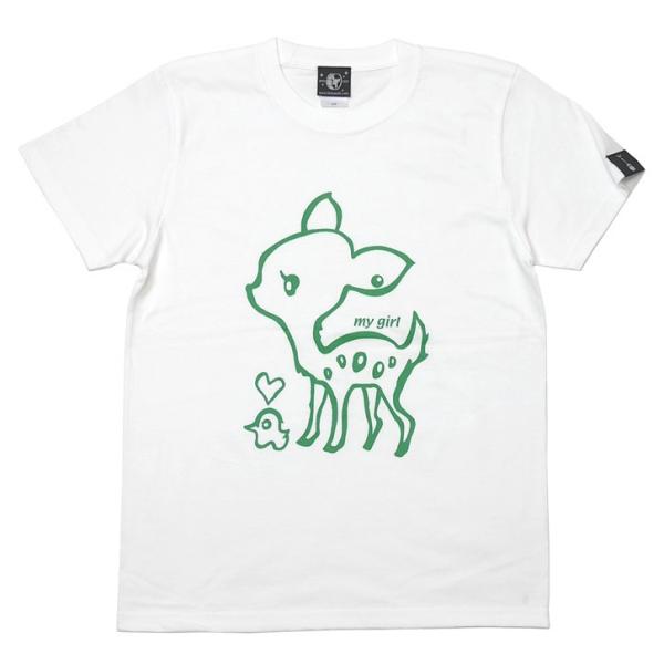 特別プライス☆　my girl Tシャツ (ホワイト)-X- 半袖 白地 バンビ 子鹿 こじか アニ...