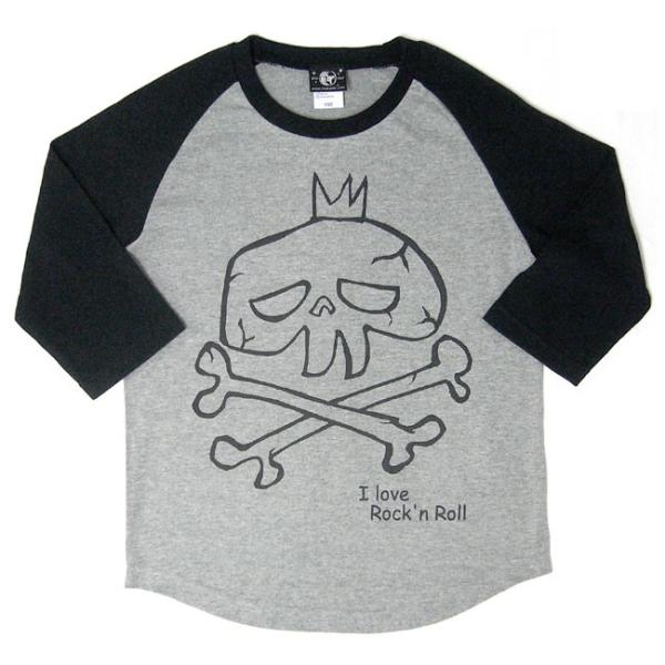 I love Rock'n Roll（スカルLOVE）ラグランスリーブTシャツ -F- ロックT ド...