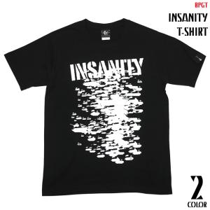 INSANITY Tシャツ (ブラック) -F- 半袖 黒色 パンクロックTシャツ PUNKROCK グラフィック 安全ピン バックプリント｜bambi