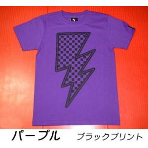 特別プライス☆　イナズマ　Tシャツ -F- 半袖 稲妻 雷柄 カミナリ チェッカー ROCK ロックTシャツ バンド ライブ オリジナルTシャツ｜bambi