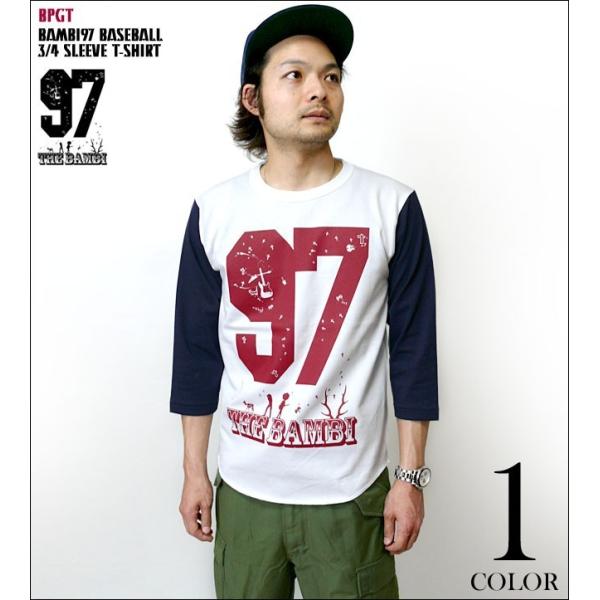 bambi97 3/4スリーブ ベースボールTシャツ -X- ホワイト×ネイビー袖 7分袖 七分袖 ...