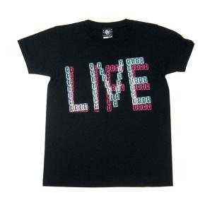 ロックTシャツ / LIVELIFE Tシャツ (ブラック) -F- 半袖  黒色 ライブ ライフ フェス バンドTシャツ かっこいい カジュアル ストリート｜bambi