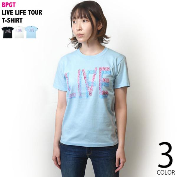 ロックTシャツ / LIVELIFE Tシャツ (ライトブルー) -X- 半袖 水色 みずいろ カセ...