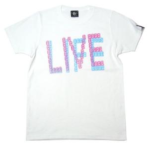 ロックTシャツ / LIVELIFE Tシャツ (ホワイト) -F- 半袖 白色 ライブ ライフ フェス バンドTシャツ ストリート おしゃれ グラフィックデザイン｜bambi