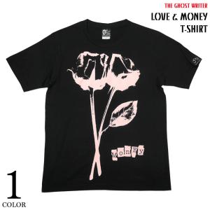 Love & Money (ラブ＆マネー) Tシャツ (ブラック) -F- 半袖 黒色 バラ 薔薇 花柄 PUNKROCK パンクロックTシャツ パンクス パンキッシュ｜bambi
