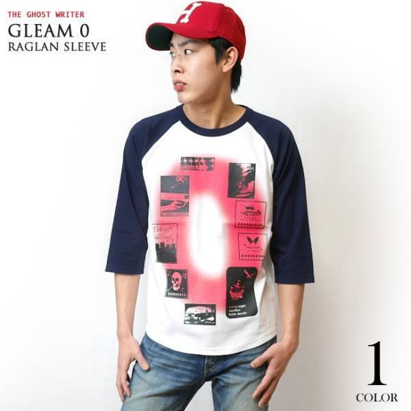 Gleam 0(ゼロ) ラグランスリーブTシャツ(ホワイト×ネイビー袖) -X- 7分袖 七分袖 白...