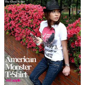 American Monster（red apple） Tシャツ -G- パンクロックTシャツ メッセージ 林檎 リンゴ アップル おしゃれ 半袖｜bambi