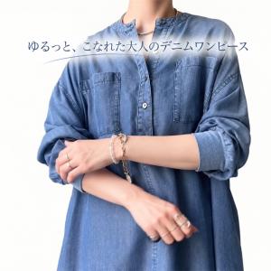 デニムワンピース シャツワンピース ロングワン...の詳細画像4