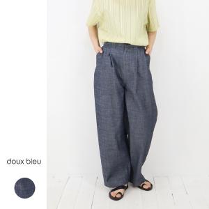 doux bleu (ドゥーブルー)ライトデニム タックパンツ【2024春夏】｜bamboo-leaf