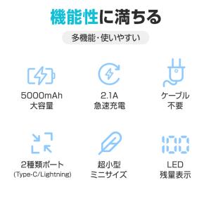 モバイルバッテリー 大容量 超軽量 20W急速...の詳細画像2