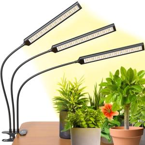 【公式】BRIM(ブリム) FLORA 植物育成ライト LED 【国内ブランド】調光 タイマー クリップ式 フルスペクトル 26W 3000K (3ヘッド, BK 暖色系)